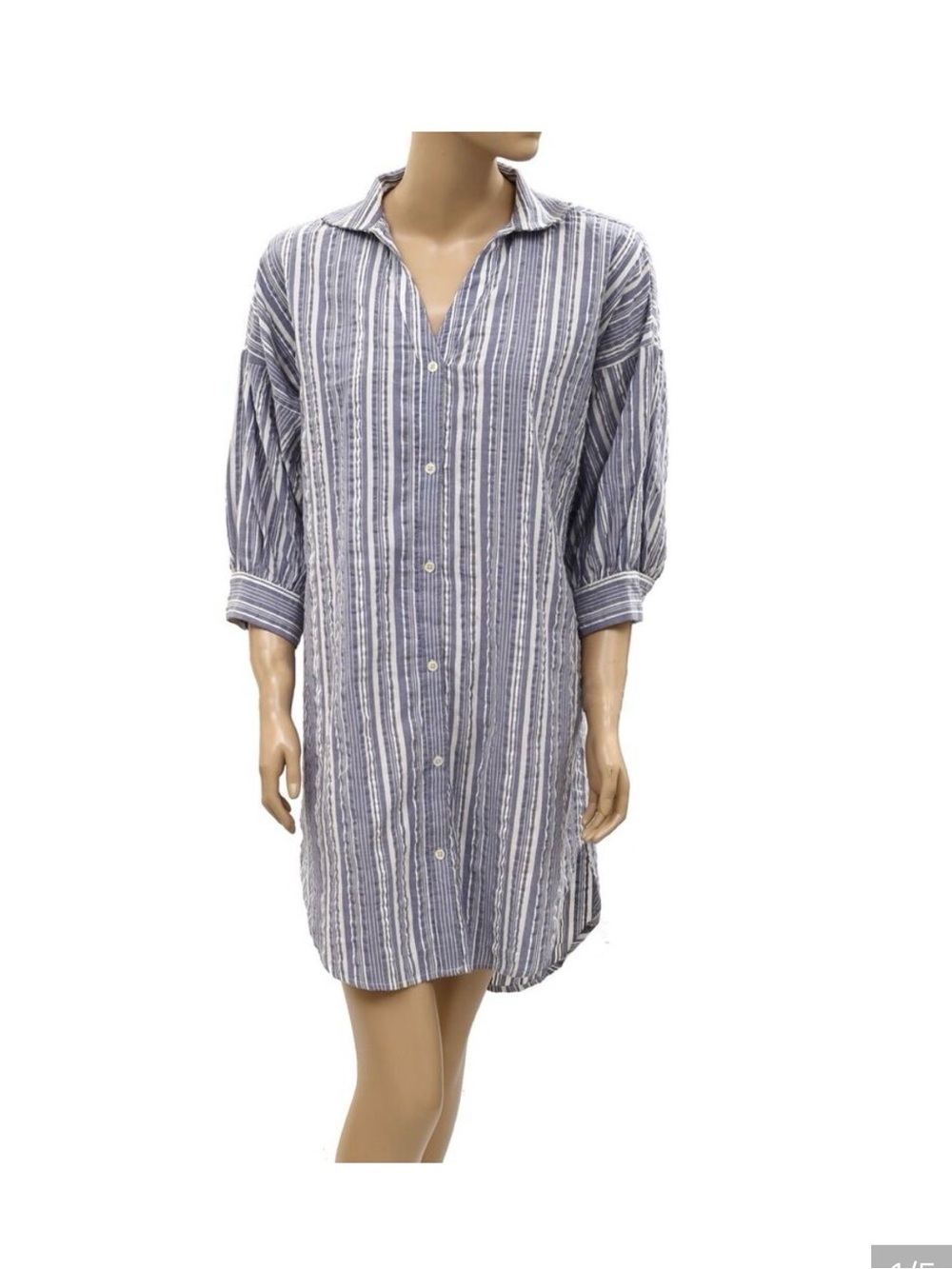 Women’s  Casual Blue Striped Button-Down Shirt
